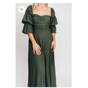 Corrine Tiered Sleeve Maxi Dress with Pockets in Hunter Green - Bump Friendly